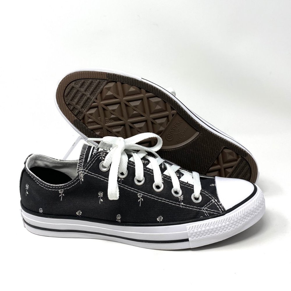 Converse 170990F Women CTAS OX Dainty Floral Black Canvas Low Sneaker AUTHENTIC_4
